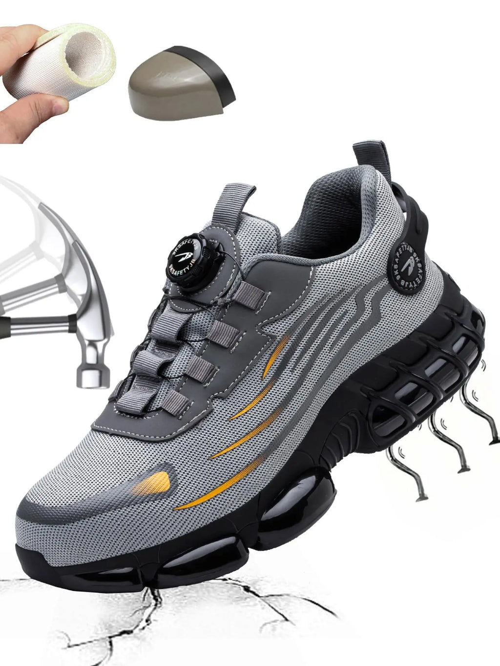Men'S Steel Toe Work Shoes, Work Safety Shoes, Casual Comfortable Breathable Anti-Smash and Anti-Puncture Shoes, Fashionable Non-Slip Shoes for Outdoor Hiking